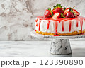 Strawberry shortcake with whipped cream and glaze 123390890