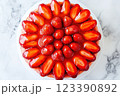 Strawberry tart with glossy fruit topping 123390892