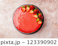 Strawberry glaze cake with fresh fruit topping 123390902