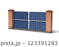 Solar panel fence - 3d rendering 123391283