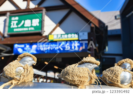 江ノ電　江ノ島駅　かわいらしい風景（神奈川県藤沢市） 123391492