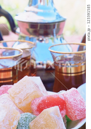 Mint tea and Turkish delight Mint tea and Turkish delight 123391585