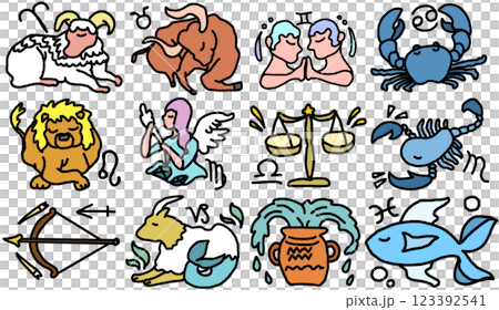 鉛筆画風の星座のイラスト 123392541