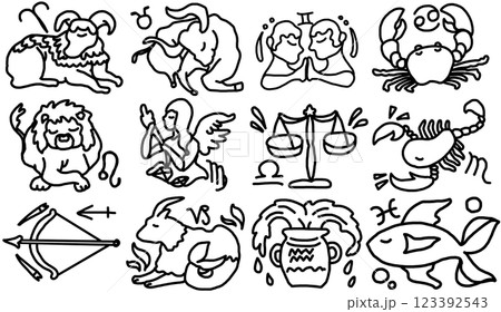 鉛筆画風の星座のイラスト 鉛筆画風の星座のイラスト 123392543