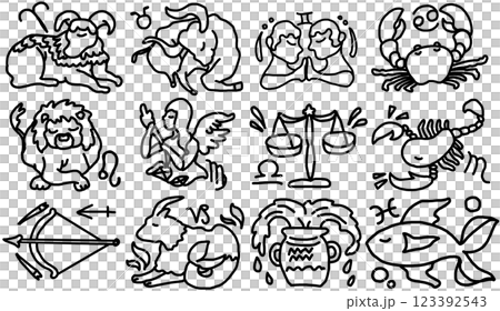 鉛筆画風の星座のイラスト 鉛筆画風の星座のイラスト 123392543