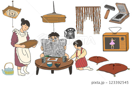 鉛筆画風の昭和イラスト 鉛筆画風の昭和イラスト 123392545