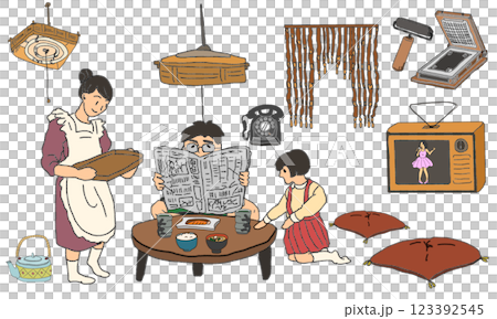 鉛筆画風の昭和イラスト 鉛筆画風の昭和イラスト 123392545