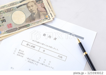 借用書を書いて、お金を借りる 借用書を書いて、お金を借りる 123393012