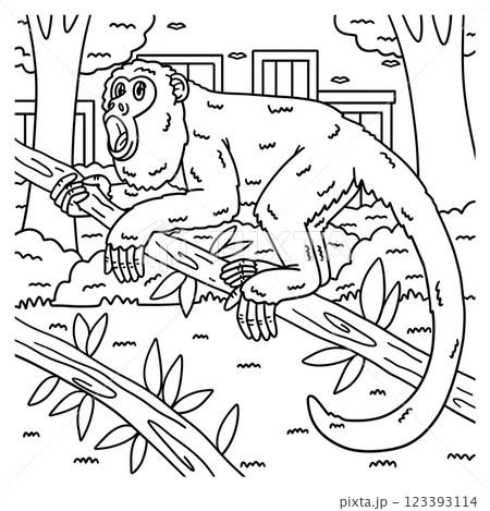 Howler Monkey Animal Coloring Page for Kids  123393114