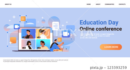 mix race students group discussing during online video call on laptop screen virtual conference education day live webinar e-learning concept mix race students group discussing during online video call on laptop screen virtual conference education day live webinar e-learning concept 123393259