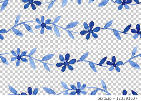 cute watercolor seamless pattern with blue flowers and leaves. simple print cute watercolor seamless pattern with blue flowers and leaves. simple print 123393637