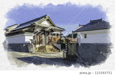 水彩画風 関ケ原 不破関 不破関守址 岐阜県関ケ原町 水彩画風 関ケ原 不破関 不破関守址 岐阜県関ケ原町 123393751