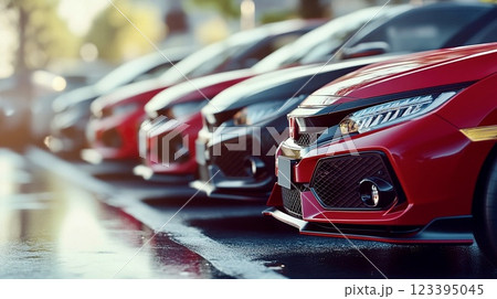 駐車場に駐車する車 123395045
