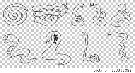 鉛筆画風の蛇のイラスト 123395082