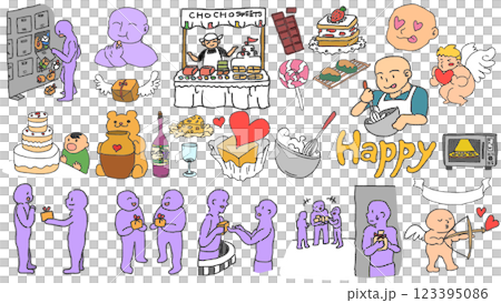 鉛筆風格的情人節插圖 123395086