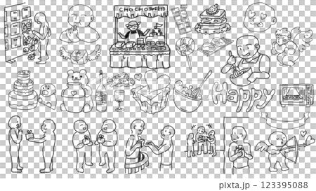 Valentine's Day illustration in pencil style Valentine's Day illustration in pencil style 123395088