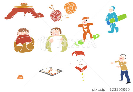 鉛筆画風の冬のイラスト 鉛筆画風の冬のイラスト 123395090