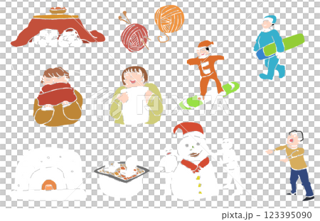 鉛筆画風の冬のイラスト 鉛筆画風の冬のイラスト 123395090