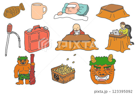 鉛筆画風の冬のイラスト 鉛筆画風の冬のイラスト 123395092