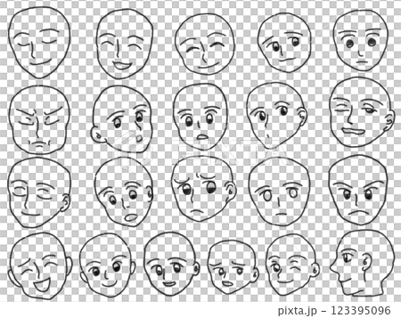 Pencil drawing style face illustration 123395096