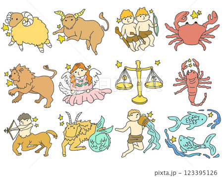 鉛筆画風の星座のイラスト 123395126