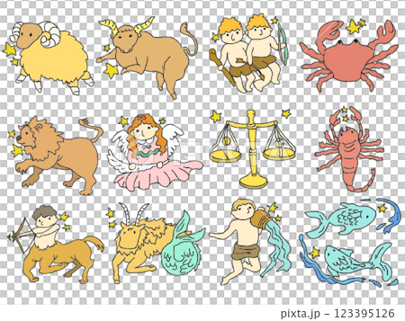 鉛筆画風の星座のイラスト 123395126