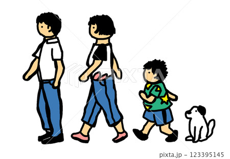ペン画風の家族のイラスト 123395145
