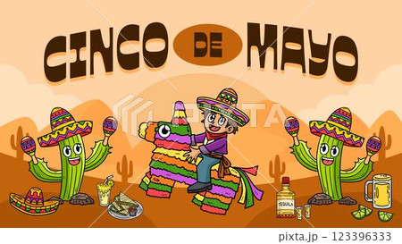 Cinco de Mayo Poster Horizontal Banner Background  123396333