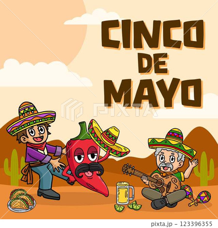 Cinco de Mayo Poster Square Banner Background Cinco de Mayo Poster Square Banner Background 123396355