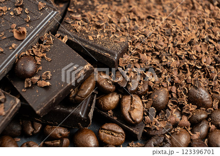 Luxury Dark Chocolate with Whole Coffee Beans 123396701