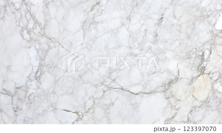 A high-resolution seamless white marble texture background with soft grey veins, perfect for luxury branding and designs. 123397070