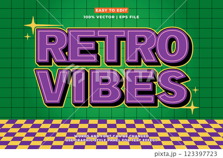 Editable retro music text effect 3d cartoon style. Editable text effect vintage music template vector style Editable retro music text effect 3d cartoon style. Editable text effect vintage music template vector style 123397723