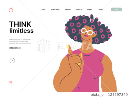 Thinking people, modern flat vector concept illustration- woman standing thoughtfully, looking upwards. Metaphor for reflection, analysis, introspection, contemplation, deep thought Thinking people, modern flat vector concept illustration- woman standing thoughtfully, looking upwards. Metaphor for reflection, analysis, introspection, contemplation, deep thought 123397849