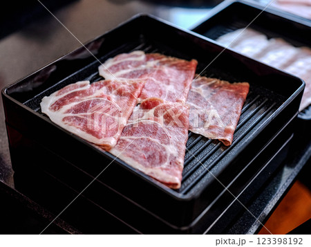 Premium Wagyu Beef Slices with Perfect Marbling Premium Wagyu Beef Slices with Perfect Marbling 123398192