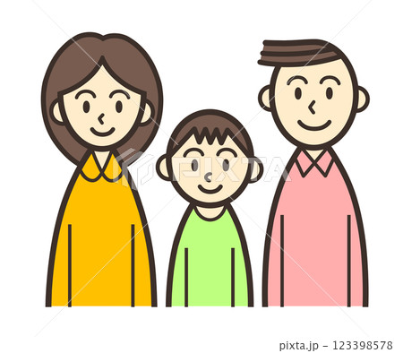 親子3人の正面の上半身 親子3人の正面の上半身 123398578