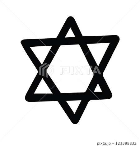 Hand Drawn Six-Pointed Star of David Icon - Jewish Symbol 123398832