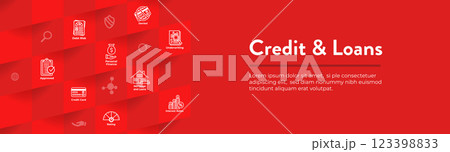Credit Score for Loan Refinance or Application Icon Set and Web Banner Credit Score for Loan Refinance or Application Icon Set and Web Banner 123398833