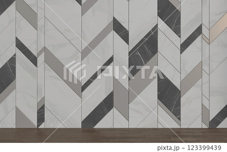 Decorative wall in an empty room. Background. 3d render Decorative wall in an empty room. Background. 3d render 123399439