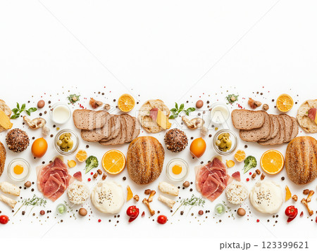 健康的な朝食の食材の繰り返しパターン 123399621