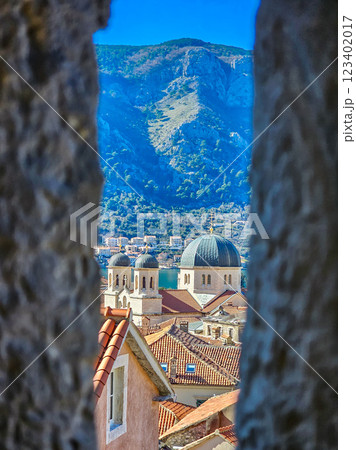 aerial view of the old town of Kotor, Montenegro. aerial view of the old town of Kotor, Montenegro. 123402017