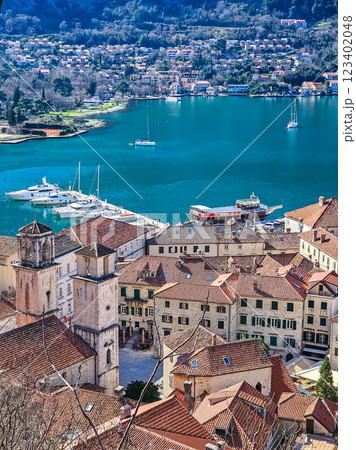 aerial view of the old town of Kotor, Montenegro. 123402048