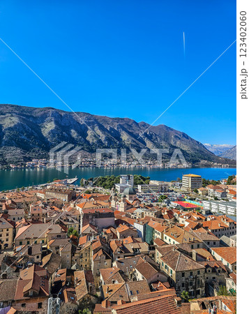 aerial view of the old town of Kotor, Montenegro. 123402060