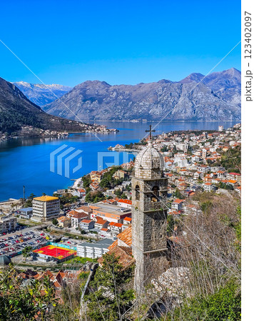 aerial view of the old town of Kotor, Montenegro. 123402097