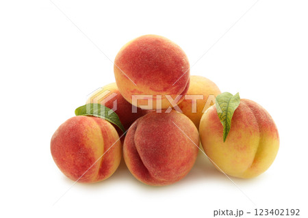 Peach fruit isolated on white background. Peach clipping path. Peach fruit isolated on white background. Peach clipping path. 123402192