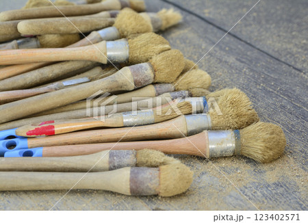 Many brushes for archaeological excavations Many brushes for archaeological excavations 123402571