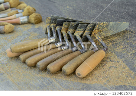 The archeological spatulas for excavations The archeological spatulas for excavations 123402572