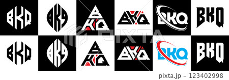 BKQ letter logo design in six style. BKQ polygon, circle, triangle, hexagon, flat and simple style with black and white color variation letter logo set in one artboard. BKQ minimalist and classic logo BKQ letter logo design in six style. BKQ polygon, circle, triangle, hexagon, flat and simple style with black and white color variation letter logo set in one artboard. BKQ minimalist and classic logo 123402998