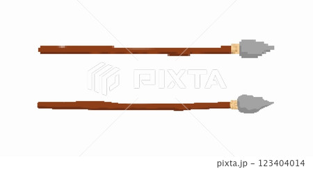 Two primitive stone tools with wooden handles for historic or prehistoric replication study 123404014