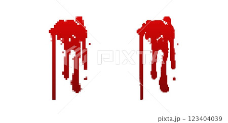 Pixelated Dripping Blood Stains Pixelated Dripping Blood Stains 123404039
