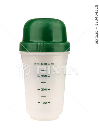 Shaker Bottle Whey Protein isolated on white background 123404318